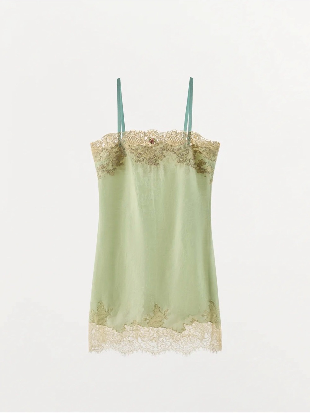 Zara Sage Slip with Gold Lace